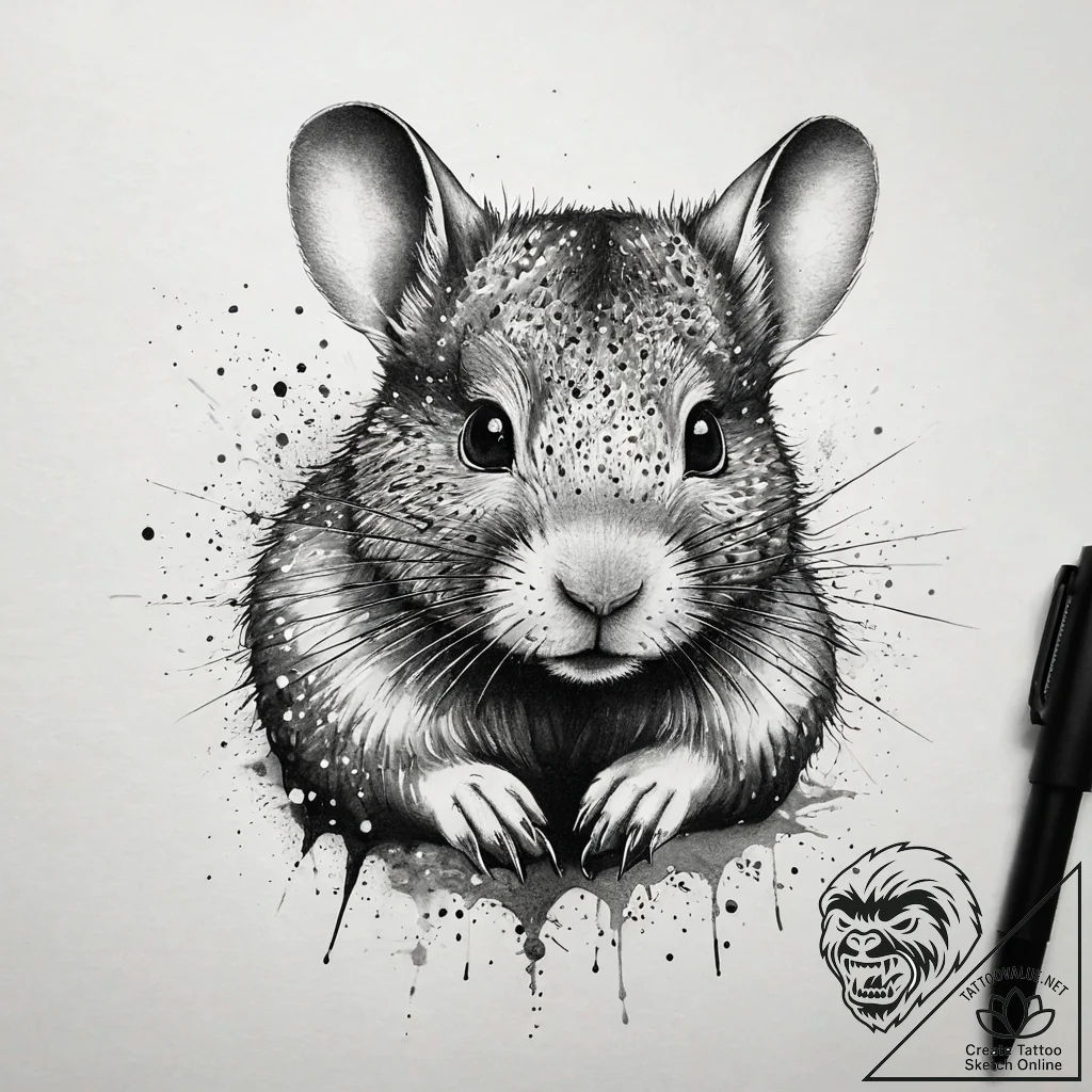 Hamster, artistic tattoo sketch, studio light... - tattoo sketch (№1751286553_0, 30.06.2025 12:29) — tattoovalue.net