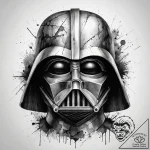 A sketch style portrait of darth vader, half… – tattoo sketch (№1751286788_0, 30.06.2025 12:33) — tattoovalue.net