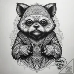 Neo-traditional tattoo of an ewok, fierce but… – tattoo sketch (№1751286952_0, 30.06.2025 12:35) — tattoovalue.net