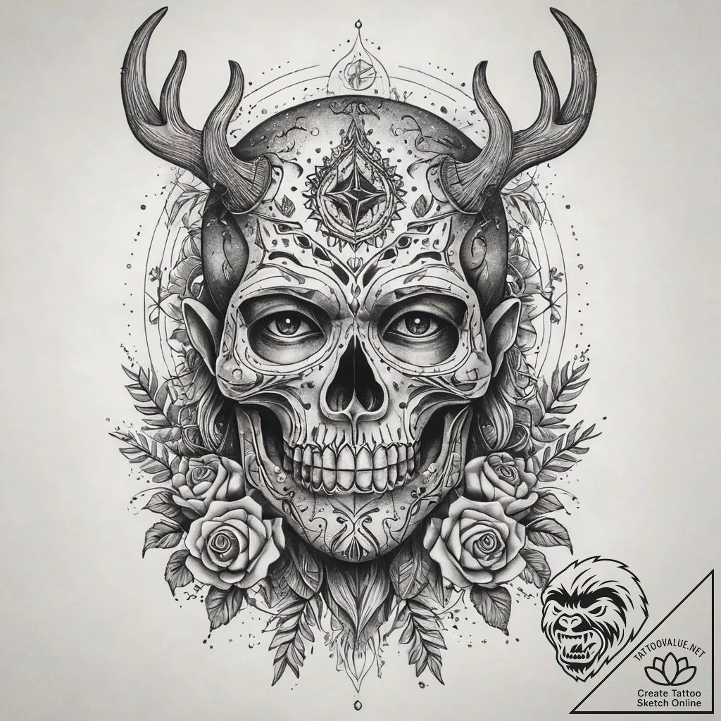 A slavic leshy (forest spirit), concept art f... - tattoo sketch (№1751287272_0, 30.06.2025 12:41) — tattoovalue.net