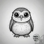 Neo-traditional tattoo of a porg, cute and co… – tattoo sketch (№1751287428_0, 30.06.2025 12:43) — tattoovalue.net