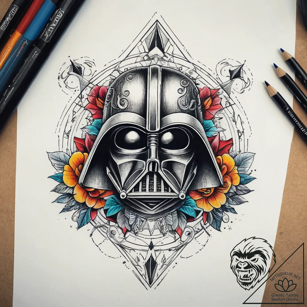 дарт вейдер:, tattoo flash sheet design, prof... - tattoo sketch (№1751287592_0, 30.06.2025 12:46) — tattoovalue.net