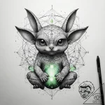 Watercolor sketch of grogu using the force, s… – tattoo sketch (№1751287753_0, 30.06.2025 12:49) — tattoovalue.net