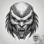 Trash polka sketch of the predator’s unmasked… – tattoo sketch (№1751287833_0, 30.06.2025 12:50) — tattoovalue.net
