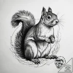 Squirrel, tattoo line art, old school traditi… – tattoo sketch (№1751288553_0, 30.06.2025 13:02) — tattoovalue.net