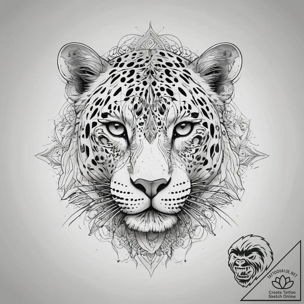 Leopard, artistic tattoo sketch, sketch tatto... - tattoo sketch (№1751288709_0, 30.06.2025 13:05) — tattoovalue.net