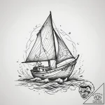 A paper boat sailing on a river of ink, ink i… – tattoo sketch (№1751289105_0, 30.06.2025 13:11) — tattoovalue.net