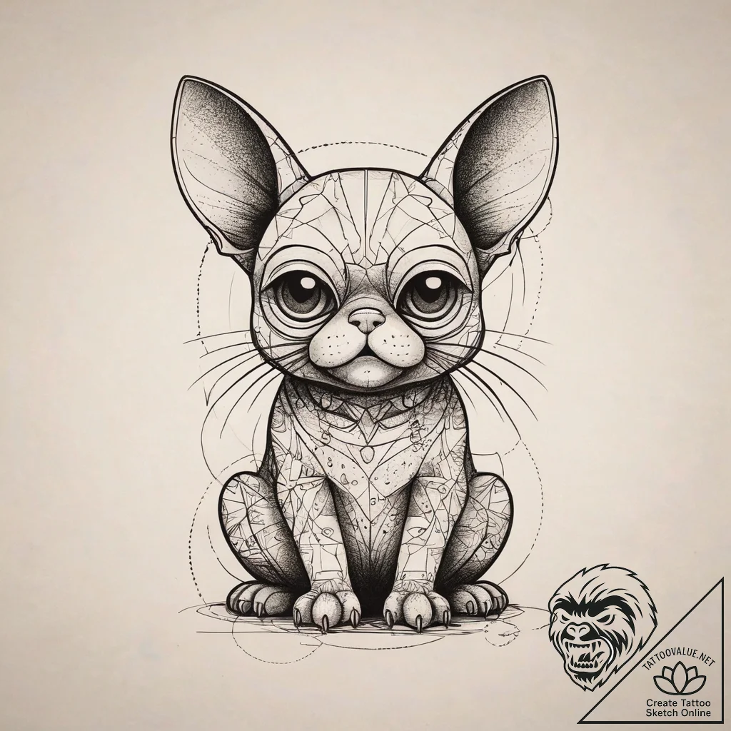 A neo-traditional tattoo of gizmo the mogwai,... - tattoo sketch (№1751289191_0, 30.06.2025 13:13) — tattoovalue.net