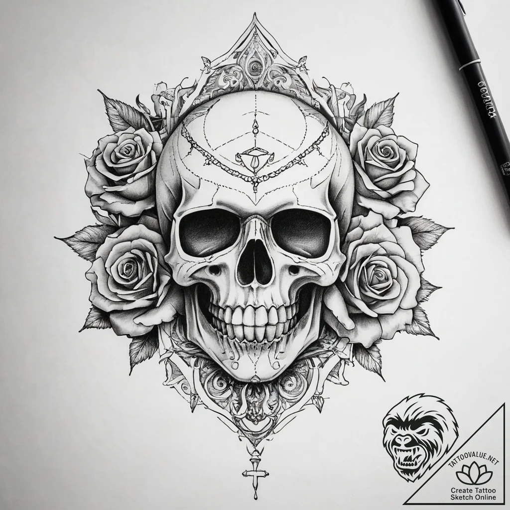 Linework tattoo of the gom jabbar and the box... - tattoo sketch (№1751289509_0, 30.06.2025 13:18) — tattoovalue.net