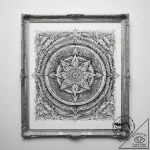 An ornate, empty picture frame, artistic tatt… – tattoo sketch (№1751291353_0, 30.06.2025 13:49) — tattoovalue.net