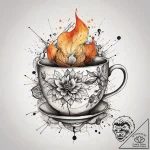 Broken teacup (kintsugi style), artistic tatt… – tattoo sketch (№1751291431_0, 30.06.2025 13:50) — tattoovalue.net