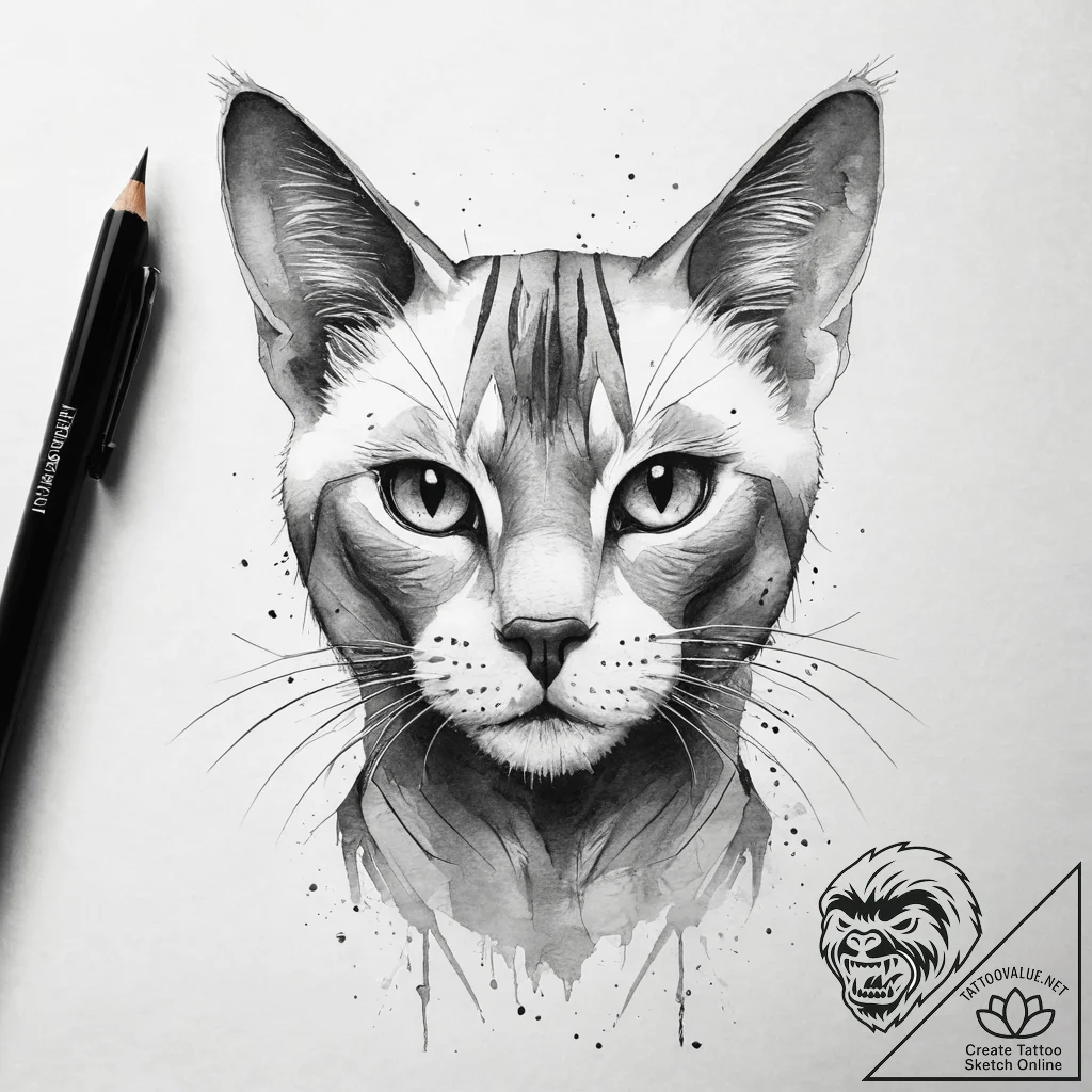 Egyptian cat, ink illustration for tattoo, st... - tattoo sketch (№1751291828_0, 30.06.2025 13:57) — tattoovalue.net
