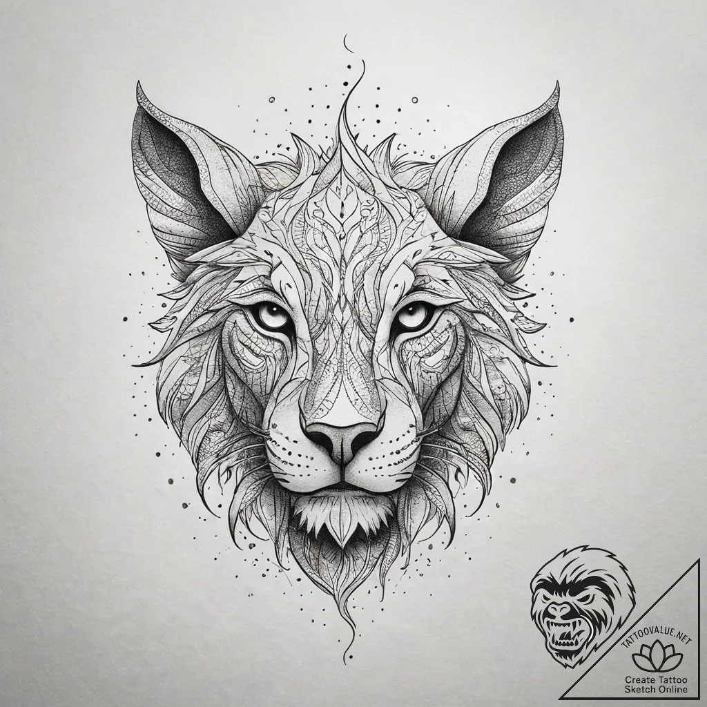 Chimera, ink illustration for tattoo, stylize... - tattoo sketch (№1751292146_0, 30.06.2025 14:02) — tattoovalue.net
