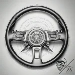 Steering wheel, tattoo sketch design, stylize… – tattoo sketch (№1751292308_0, 30.06.2025 14:05) — tattoovalue.net