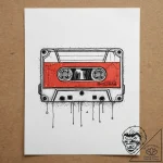 A neo-traditional tattoo of a cassette tape l… – tattoo sketch (№1751292386_0, 30.06.2025 14:06) — tattoovalue.net