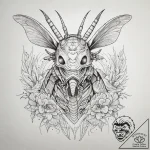 A graphic tattoo of a warrior bug from starsh… – tattoo sketch (№1751293021_0, 30.06.2025 14:17) — tattoovalue.net