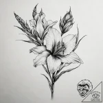 Gladiolus, tattoo drawing outline, realistic… – tattoo sketch (№1751293895_0, 30.06.2025 14:31) — tattoovalue.net