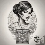 Linework tattoo of the gom jabbar and the box… – tattoo sketch (№1751293973_0, 30.06.2025 14:32) — tattoovalue.net