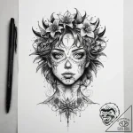 A trash polka sketch of the demogorgon, its f… – tattoo sketch (№1751294215_0, 30.06.2025 14:36) — tattoovalue.net