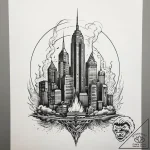 A sketch of the iconic “burning of atlanta” s… – tattoo sketch (№1751294701_0, 30.06.2025 14:45) — tattoovalue.net