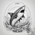 A linework tattoo of the iconic poster for ja… – tattoo sketch (№1751294864_0, 30.06.2025 14:47) — tattoovalue.net