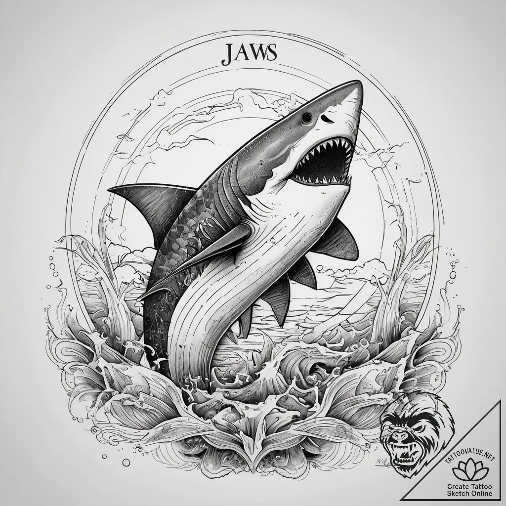 A linework tattoo of the iconic poster for ja... - tattoo sketch (№1751294864_0, 30.06.2025 14:47) — tattoovalue.net