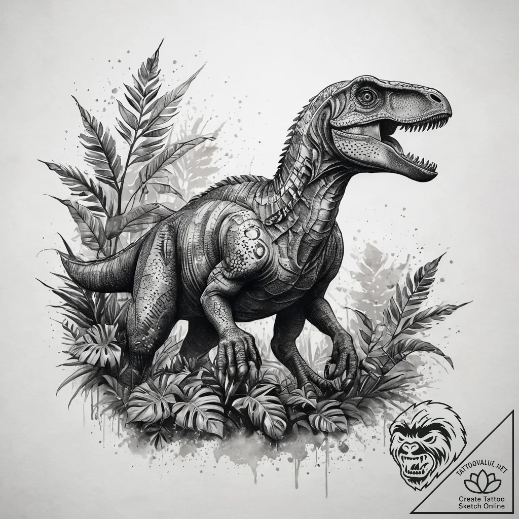 150. (jurassic park) a watercolor sketch of a... - tattoo sketch (№1751295390_0, 30.06.2025 14:56) — tattoovalue.net