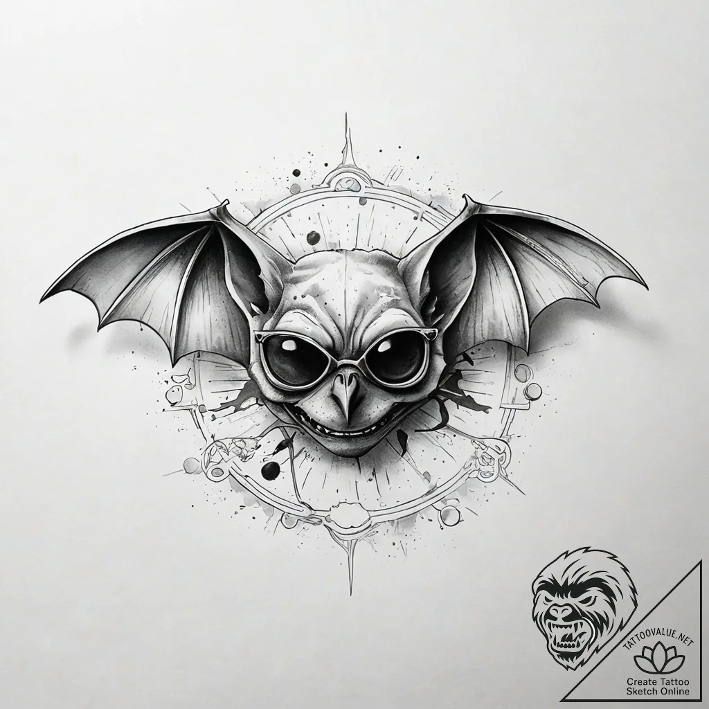 A watercolor sketch of the "bat country" scen... - tattoo sketch (№1751295996_0, 30.06.2025 15:06) — tattoovalue.net
