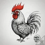 Rooster, concept art for tattoo, stylized int… – tattoo sketch (№1751296336_0, 30.06.2025 15:12) — tattoovalue.net