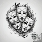 Theater masks (comedy and tragedy) (is there,… – tattoo sketch (№1751296414_0, 30.06.2025 15:13) — tattoovalue.net