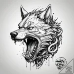 Fenrir breaking his chains, tattoo line art,… – tattoo sketch (№1751296575_0, 30.06.2025 15:16) — tattoovalue.net