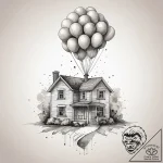 A watercolor sketch of carl’s house from up,… – tattoo sketch (№1751296817_0, 30.06.2025 15:20) — tattoovalue.net