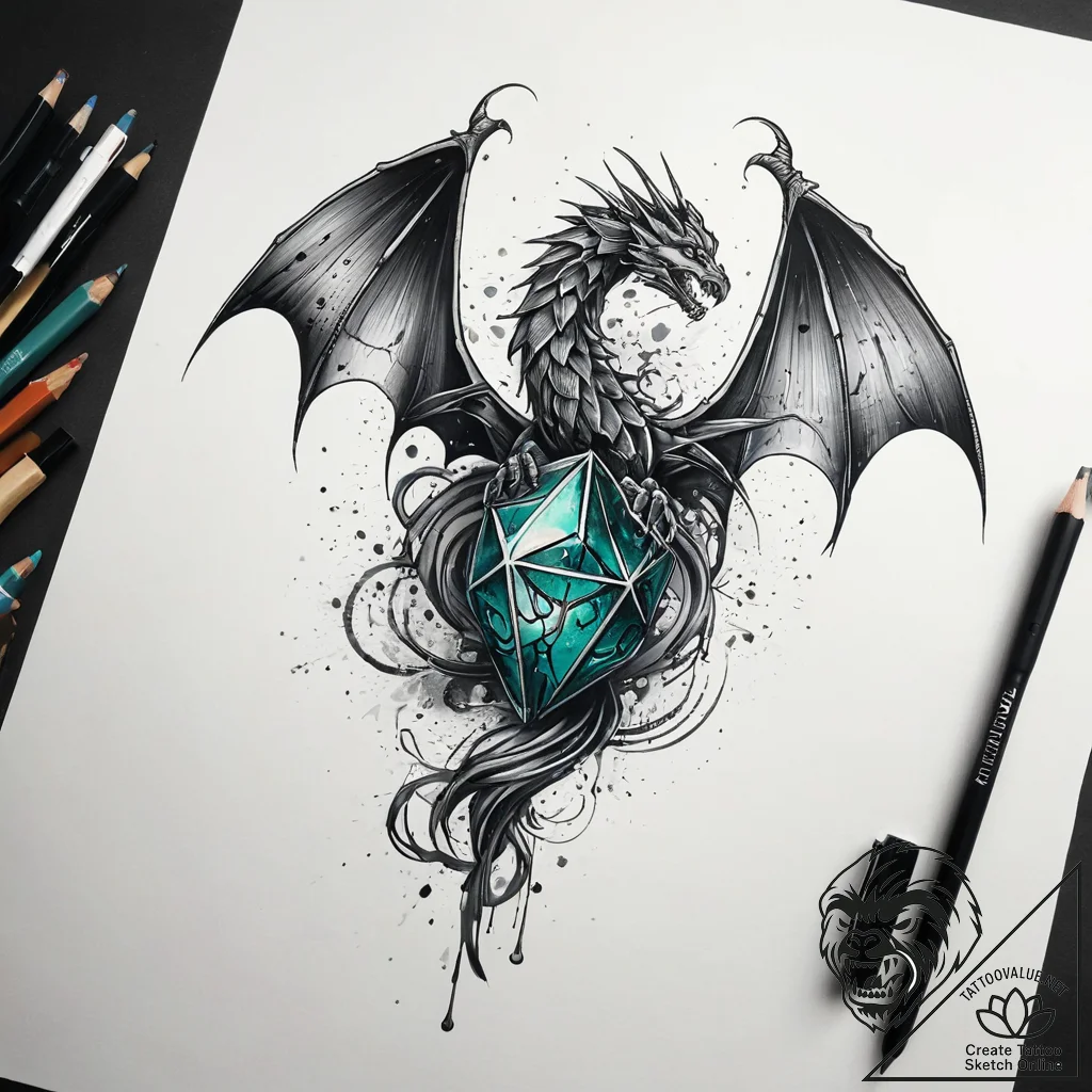 A trash polka composition of a broken horcrux... - tattoo sketch (№1751297227_0, 30.06.2025 15:27) — tattoovalue.net