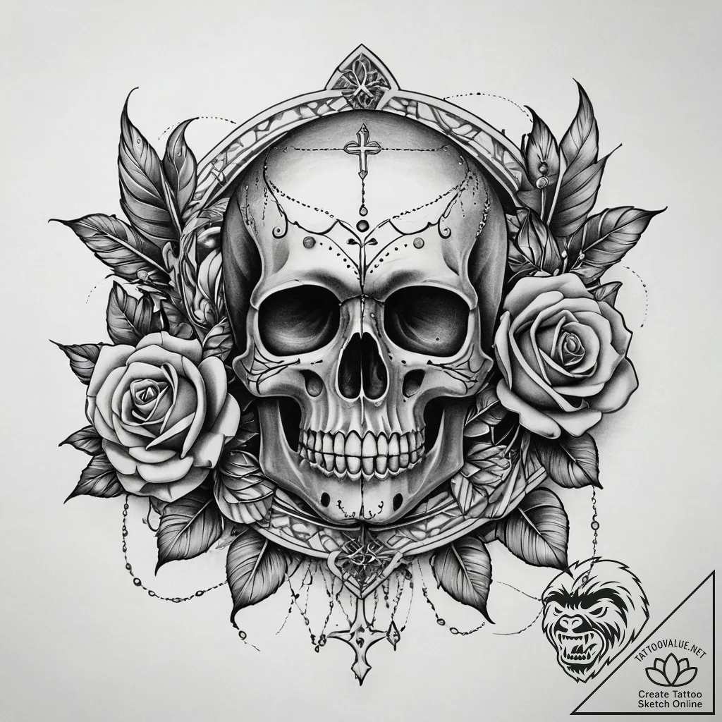 Beads, tattoo sketch design, moderately detai... - tattoo sketch (№1751297756_0, 30.06.2025 15:35) — tattoovalue.net