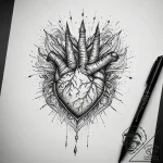 A linework design of the five-point-palm-expl… – tattoo sketch (№1751298403_0, 30.06.2025 15:46) — tattoovalue.net