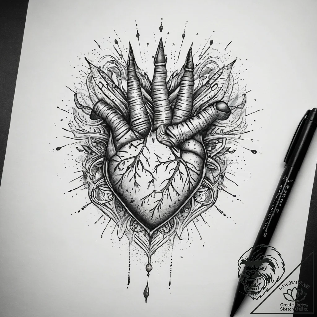 A linework design of the five-point-palm-expl... - tattoo sketch (№1751298403_0, 30.06.2025 15:46) — tattoovalue.net