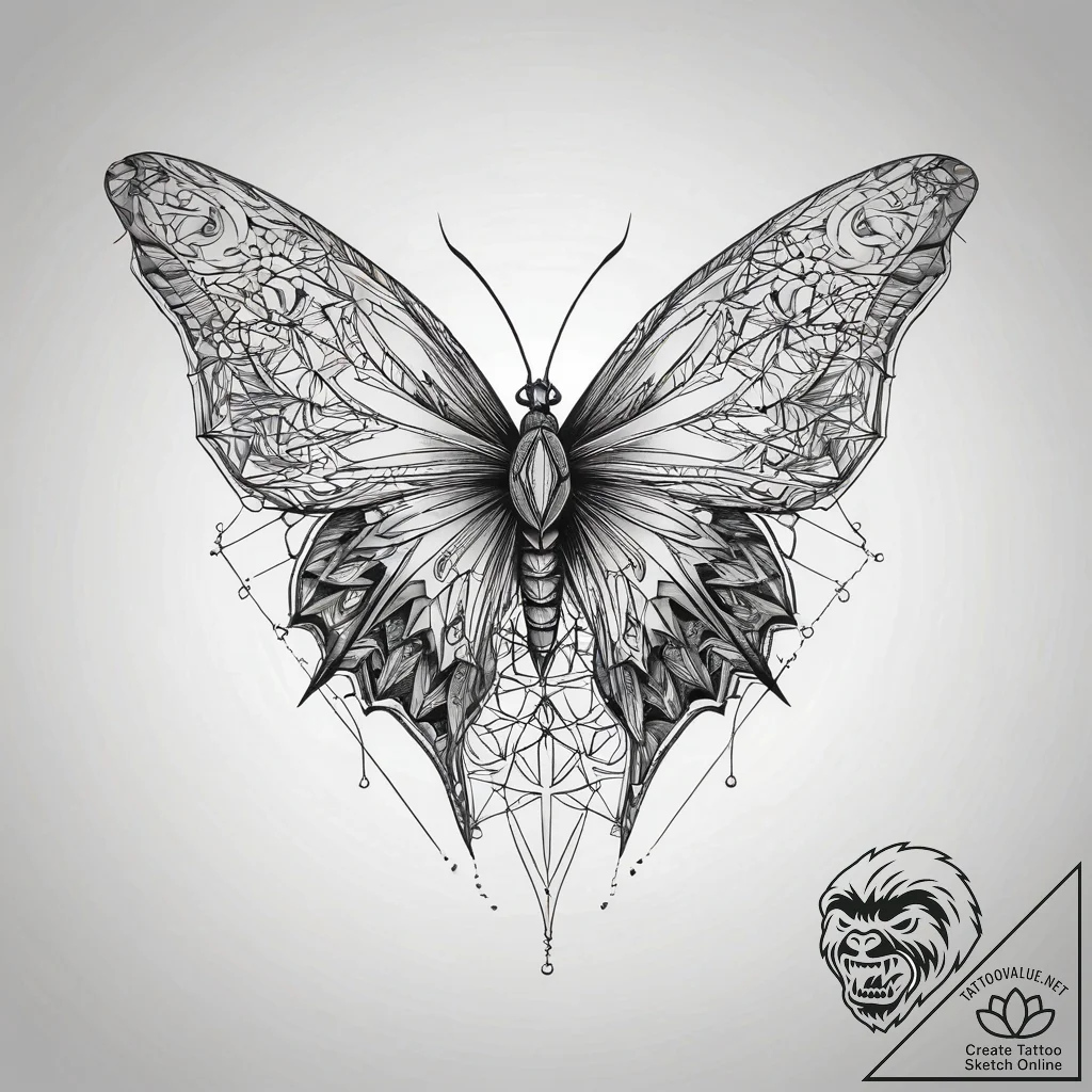 Origami, artistic tattoo sketch, blackwork ta... - tattoo sketch (№1751298482_0, 30.06.2025 15:48) — tattoovalue.net
