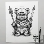Neo-traditional tattoo of wicket the ewok hol… – tattoo sketch (№1751299221_0, 30.06.2025 16:00) — tattoovalue.net