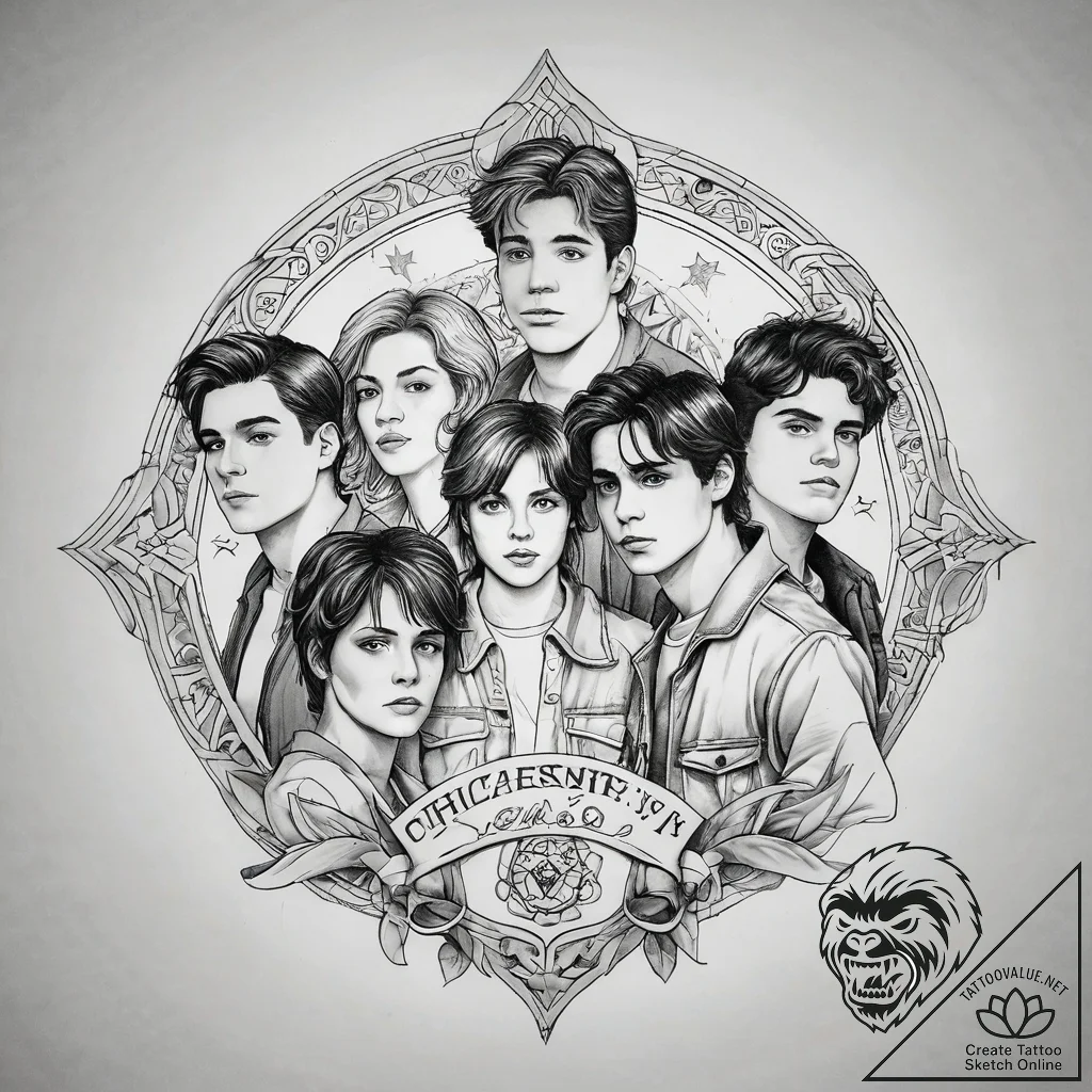A watercolor tattoo of the main characters fr... - tattoo sketch (№1751300390_0, 30.06.2025 16:19) — tattoovalue.net