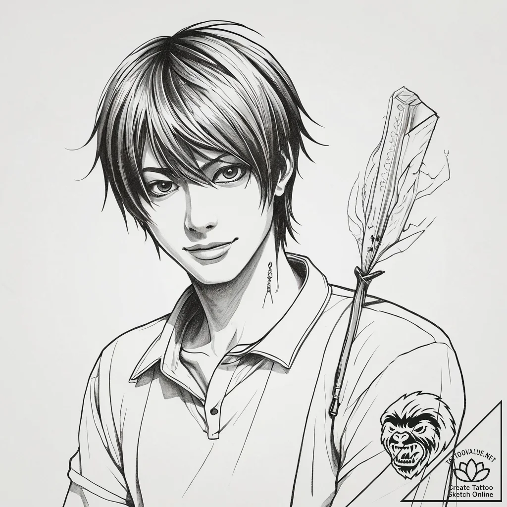 A graphic novel style portrait of light yagam... - tattoo sketch (№1751300469_0, 30.06.2025 16:21) — tattoovalue.net