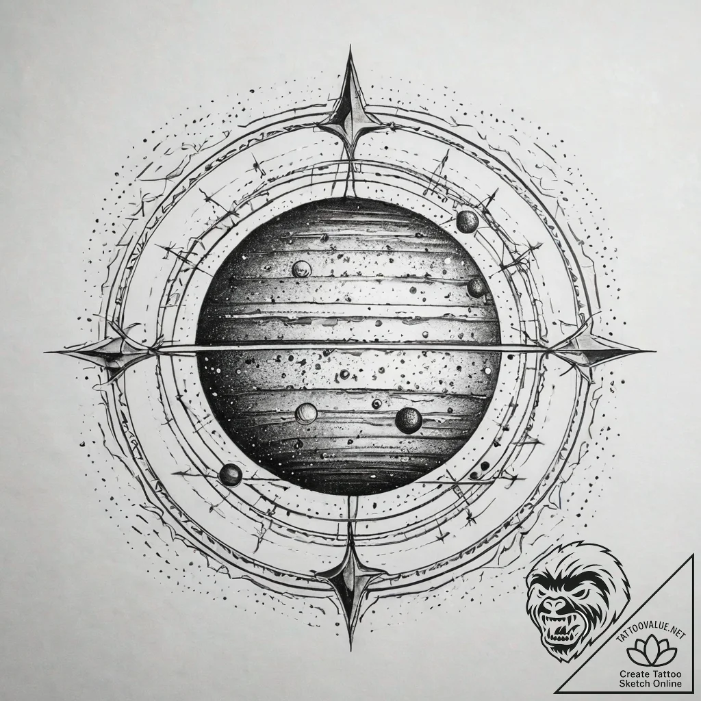 The astrological symbol for a planet (e.g., j... - tattoo sketch (№1751300547_0, 30.06.2025 16:22) — tattoovalue.net
