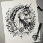 The trojan horse, ink illustration for tattoo… – tattoo sketch (№1751301897_0, 30.06.2025 16:44) — tattoovalue.net