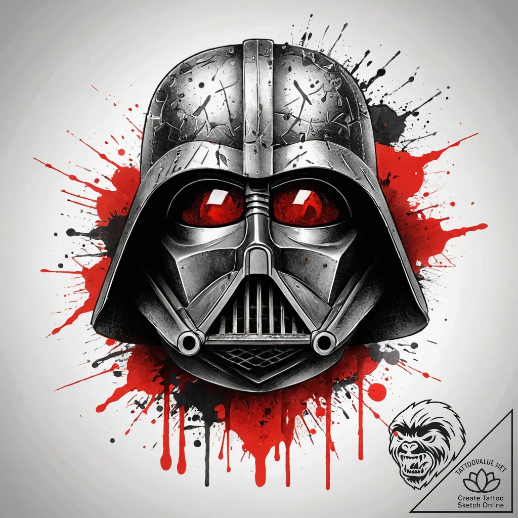 Trash polka tattoo sketch of darth vader's he... - tattoo sketch (№1751301981_0, 30.06.2025 16:46) — tattoovalue.net