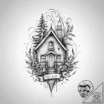 A linework tattoo of the “there’s no place li… – tattoo sketch (№1751302059_0, 30.06.2025 16:47) — tattoovalue.net