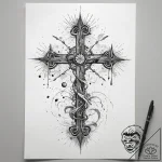 Neuron, ink illustration for tattoo, on textu… – tattoo sketch (№1751302215_0, 30.06.2025 16:50) — tattoovalue.net