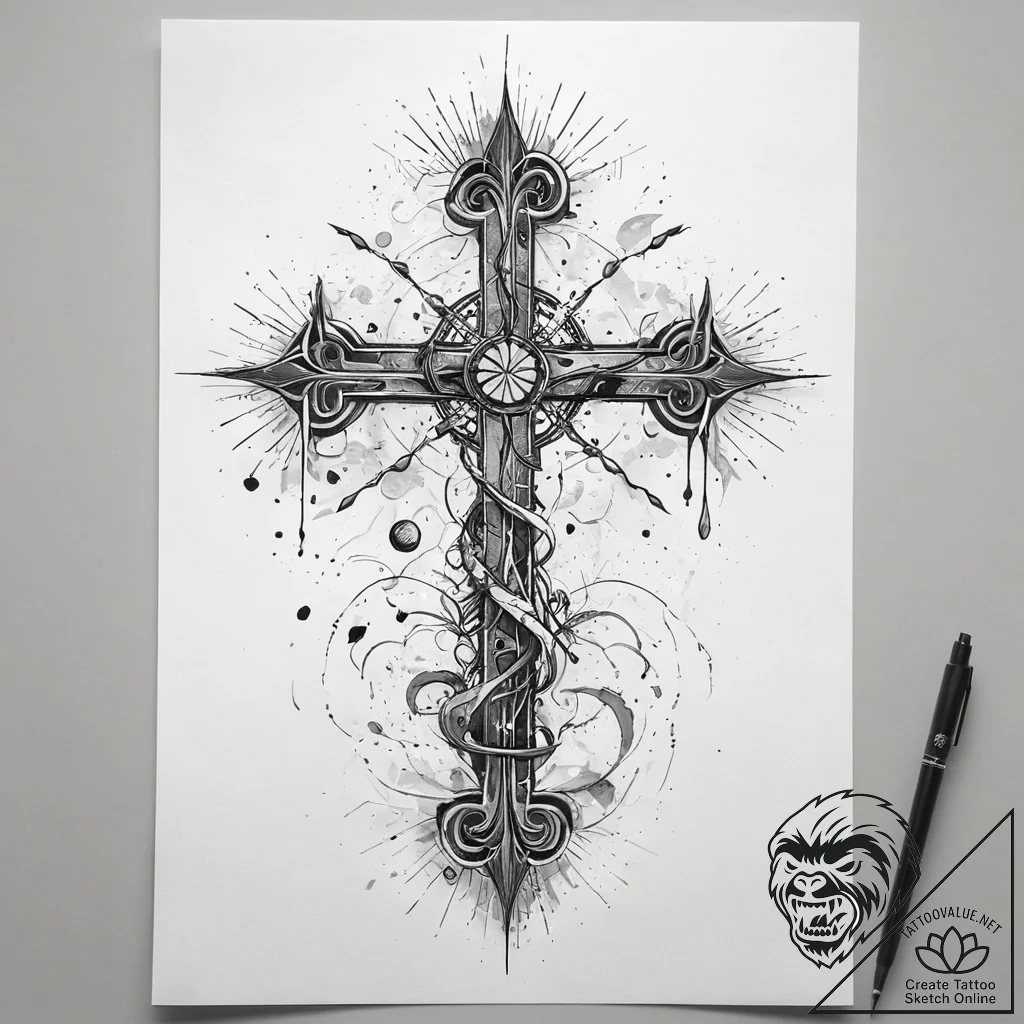 Neuron, ink illustration for tattoo, on textu... - tattoo sketch (№1751302215_0, 30.06.2025 16:50) — tattoovalue.net