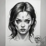 A graphic novel panel of the possessed regan… – tattoo sketch (№1751302300_0, 30.06.2025 16:51) — tattoovalue.net