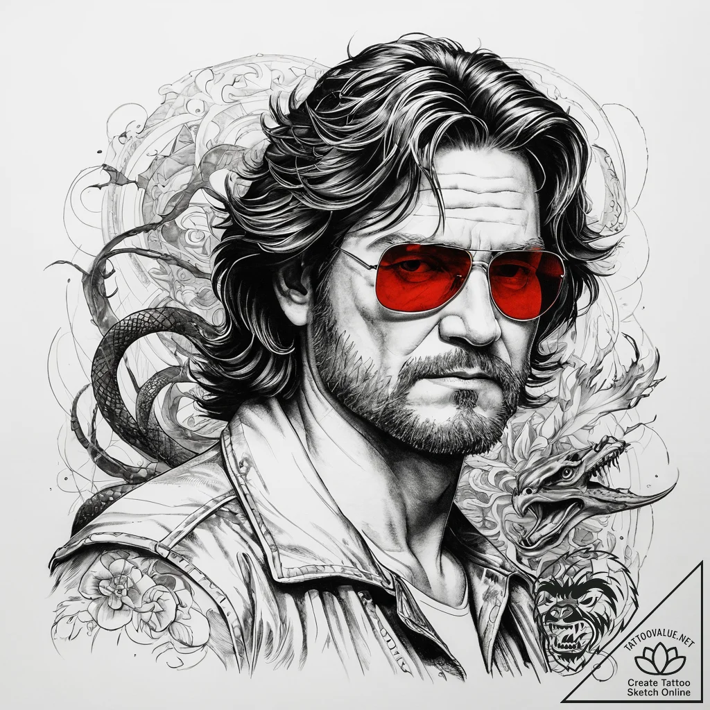 A sketch of kurt russell as snake plissken fr... - tattoo sketch (№1751302853_0, 30.06.2025 17:00) — tattoovalue.net