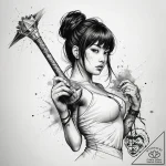 A graphic novel panel of the bride fighting g… – tattoo sketch (№1751303093_0, 30.06.2025 17:04) — tattoovalue.net