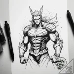 A neo-traditional tattoo of all might from my… – tattoo sketch (№1751303172_0, 30.06.2025 17:06) — tattoovalue.net